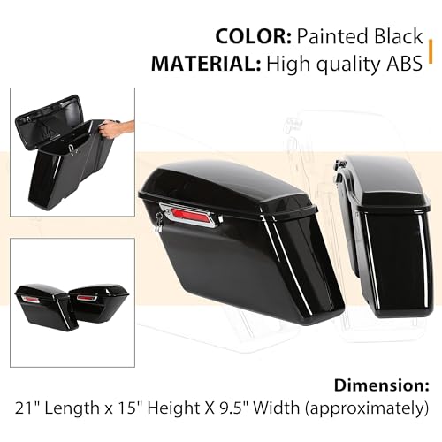 ECOTRIC Hard Saddlebags Trunk W/Latch keys Compatible with 2014-up Harley Touring Road King Electra Glide Street Glide Road Glide Ultra Classic Painted Hard Saddle bags