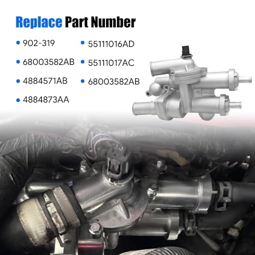 Engine Coolant Thermostat Housing Assembly Fit for Chrysler 200 2011-2014 for Sebring 2008-2010 for Dodge Avenger 2008-2014 for Journey 2009-2017 for Patriot 2013-2017 Replace 68003582AB 902-319