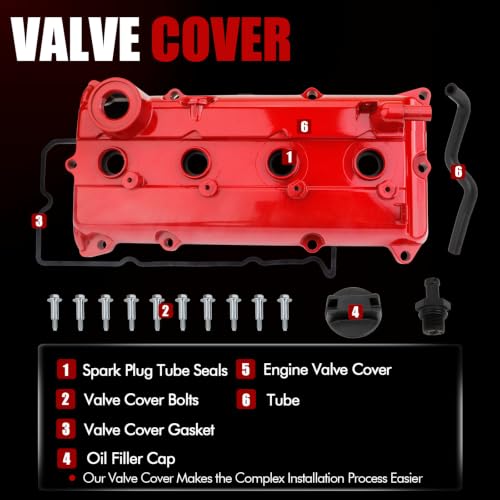 MITZONE Aluminum Valve Cover Compatible with NISSAN Altima Sentra SE-R SE-R SpecV 2.5L L4 - Gas 2002-2006 - color: 004-003ALU