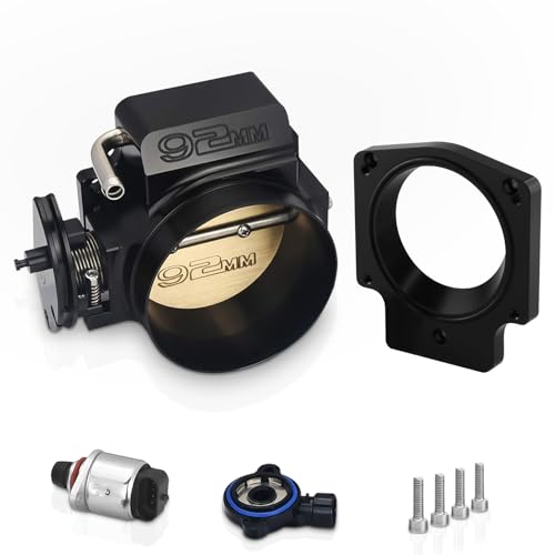 92MM Throttle Body with TPS IAC Sensor and Throttle Body Spacer Adapter Fits for Chevy GM Gen III LSX LS LS1 LS2 LS7 Engine Black - size: 92MM Black with TPS & Spcaers