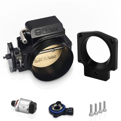 92MM Throttle Body with TPS IAC Sensor and Throttle Body Spacer Adapter Fits for Chevy GM Gen III LSX LS LS1 LS2 LS7 Engine Black - size: 92MM Black with TPS & Spcaers