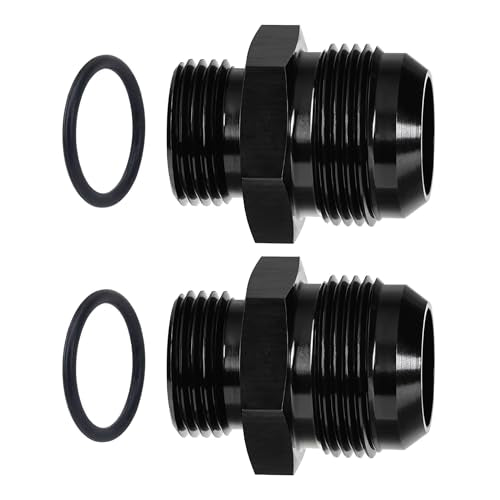 EVIL ENERGY 16AN Flare to 12AN ORB Male 2PCS Fuel Rail Adapter Fitting Black - size: 12AN ORB to 16AN