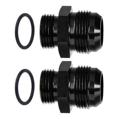 EVIL ENERGY 16AN Flare to 12AN ORB Male 2PCS Fuel Rail Adapter Fitting Black - size: 12AN ORB to 16AN