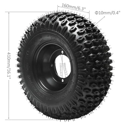 2PCS 16x8-7 ATV UTV Go Kart Tires and 7" Wheels 4 Lug Rims with 24T Spline Rear Axle Wheel Hubs, 200/55-7 16x8.00-7 Tubeless All Terrain Tires for Quad Bike Mini Bike Lawn Mower Yard Tractor Trike