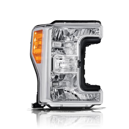 Aosky Halogen Headlights for 2017-19 Ford F250 F350 F450 F550 Super Duty - color: Chrome Housing - RH, size: Bulbs NOT Included