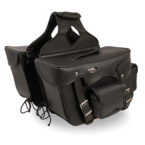 Milwaukee Leather SH66602 Zip-Off Double Pocket PVC Throw Over Motorcycle Saddlebags - One Size