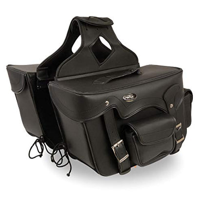 Milwaukee Leather SH66602 Zip-Off Double Pocket PVC Throw Over Motorcycle Saddlebags - One Size