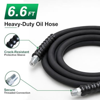 Air Hydraulic Pump with 6.6 ft Oil Hose, 10,000 PSI Foot Pedal Pump - color: Green Air Hydraulic Pump
