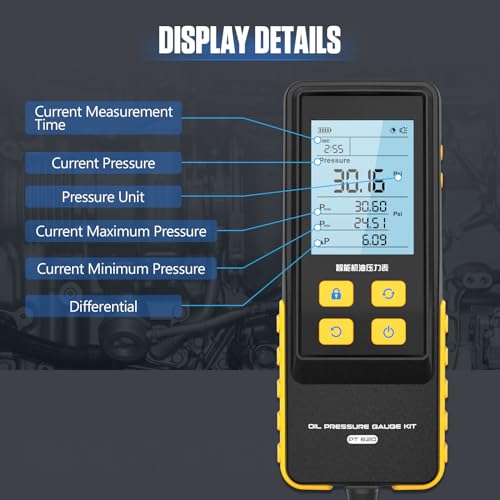Oil Pressure Tester Kit, Digital Engine Oil Pressure Gauge