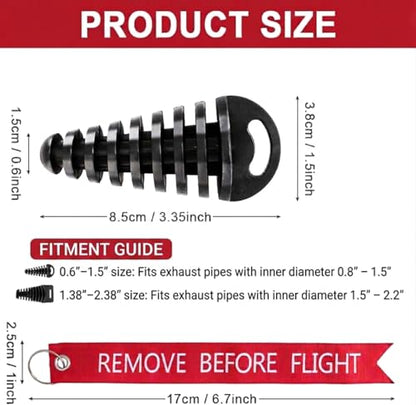 2 Pack Muffler Dirt Bike Exhaust Plug Fit 2 Stroke Motorcycle Bike (S) - size: S: 0.6-1.5 Inch