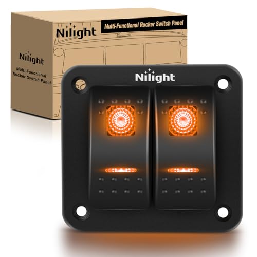 Nilight 2 Gang Rocker Switch Panel w/Orange LED Light 5Pin ON Off Pre-Wired - color: Amber, size: 2 Gang