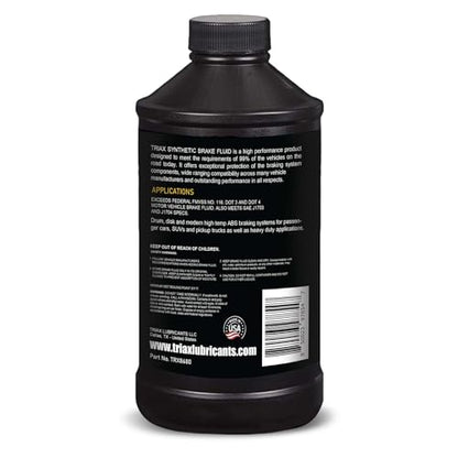 TRIAX Brake Fluid DOT 3&4 - Full Synthetic, High Temp, Heavy Duty, All-Vehicle, Race Ready - European, Asian, & US Vehicles - Resists Brake Fade & Vapor Lock, ABS Traction & Control (1 Quart) - size: 6 Quart Pack