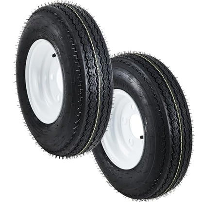 Garvee 2-Pack 4.80-8 Trailer Tires on 8” White Rims, 5 Lug on 4.5” Bolt Pattern, Load Range C 6PR, 760 lbs, Bias Ply Pre-Mounted for Utility/Boat/Camper Trailers - size: 4.80-8, style: 5 Lug