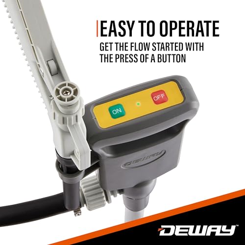 Deway Fuel Transfer Pump, Flow Nozzle, 51in Rubber Hose, 3.8 GPM - style: Hand-Trigger Nozzle w/ Rubber Hose