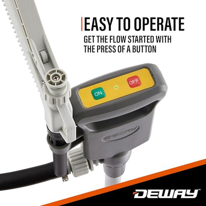 Deway Fuel Transfer Pump, Flow Nozzle, 51in Rubber Hose, 3.8 GPM - style: Hand-Trigger Nozzle w/ Rubber Hose