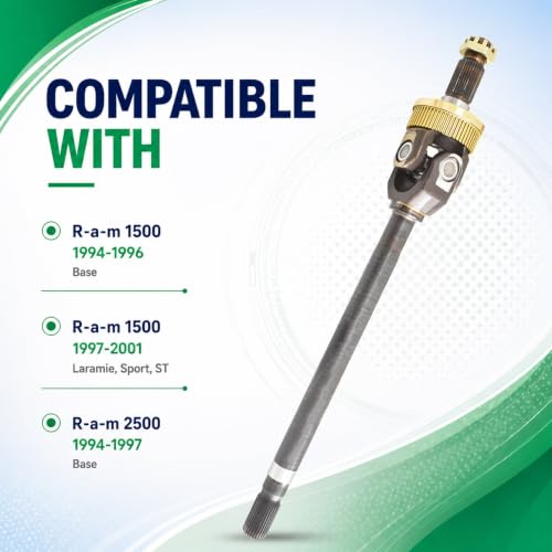 munirater Front Driver Side Left U-Joint Axle Shaft Replacement for R-a-m 1500 1994-2001