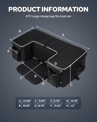 Benlari ATV Storage Bag 61L Waterproof 4 Wheeler Cargo Bag Widened Thickened Removable Cushion ATV Rear Seat Gear Bag for Passenger Compatible with Polaris Sportsman Scrambler FourTrax Outlander