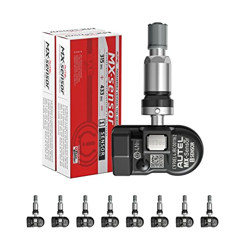 Autel TPMS Sensor, MX-Sensor 2 in 1 (315MHz + 433MHz) for 99% of Cars, Wireless Programming 100% Cloneable, Same as OE Sensors, 6-Year Battery Life (Press-in Metal Valve, 8PCS)