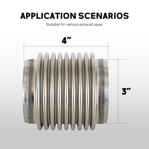 3" ID Exhaust Flex Bellows T304 Stainless Steel Length 4" Flex Joints and Connectors - size: 3" X 4"
