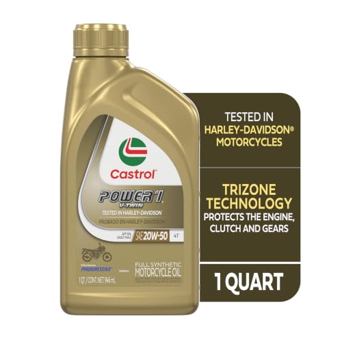 Castrol Power1 V-Twin 20W-50 Full Synthetic Motorcycle Oil, 1 Quart, Pack of 6 - size: 1 Quart, Pack of 6