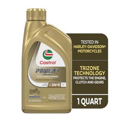 Castrol Power1 V-Twin 20W-50 Full Synthetic Motorcycle Oil, 1 Quart, Pack of 6 - size: 1 Quart, Pack of 6