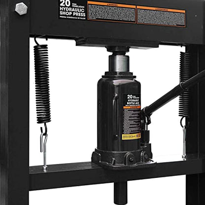 Torin ATY20011B Steel H-Frame Hydraulic Garage/Shop Floor Press with Stamping Plates, 20 Ton (40,000 lb) Capacity, Black