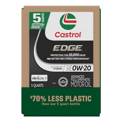 Castrol EDGE 0W-20 Advanced Full Synthetic Motor Oil, 5 Quarts, Eco Pack - size: 5 Quarts, Eco Pack