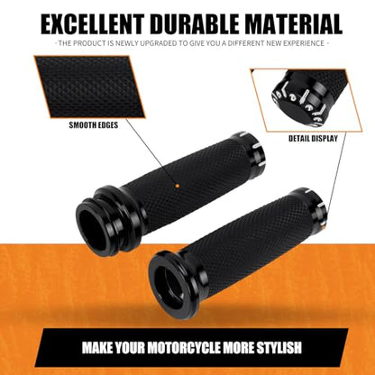 Electronic Throttle 1" Handlebar Grips for 25mm Handle Bars Universal Fit for Harley Softail Deluxe Breakout Low Rider Street Glide Road King Electra Glide Trike 2008-2025