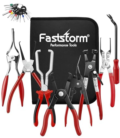 Automotive Disconnect Tool Set 8 Pcs, Auto Disconnect Pliers Kit Car Electrical Connector Wiring Harness Clip Removal Tool Relay Puller for Car Wiring & Fuel Line System Maintenance. - size: 8 PCS - 011