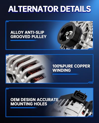 Alternator,Automotive Replacement Alternator Fit for 200 11-13 2.4L,Sebring 07-10 2.4L,Avenger 08-13 2.4L,Caliber 07-09,Compass/Patriot 07-16,Auto Replace 11231N, 4801323AB, 04801323AB - style: 11231N