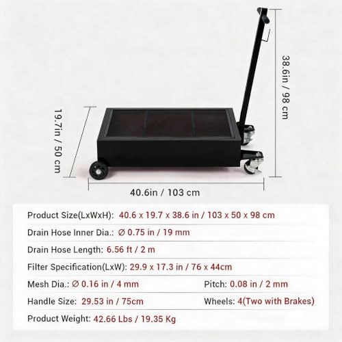 Low-Profile Rolling Oil Drain Pan Cart, 20 Gallon Oil Catch Drain Tank - color: Black, size: 20 Gallon | with 110V Electric Pump