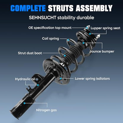 Front w/Coil Strut & Sway Bar Links for Ford Explorer FWD 2011 2012 2013, Struts Shock Spring Absorber Replace for 172620, 172621, K750616, K750617