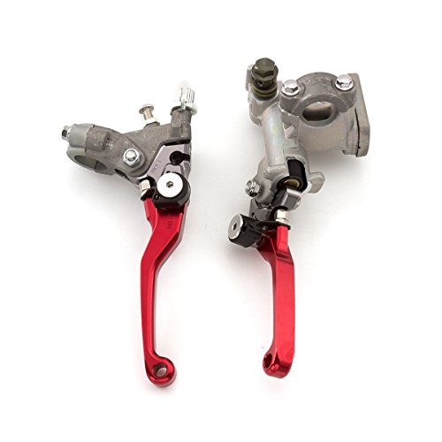 Dirt Bike Brake Master Cylinder Reservoir Cable Clutch Levers for CR80/85R CR125R/250R CRF150R CRF125F/150F/230F/250F CRF250/450X CRF250/450R CRF250/450RX CRF150L/250L/450L CRF300L - color: Red