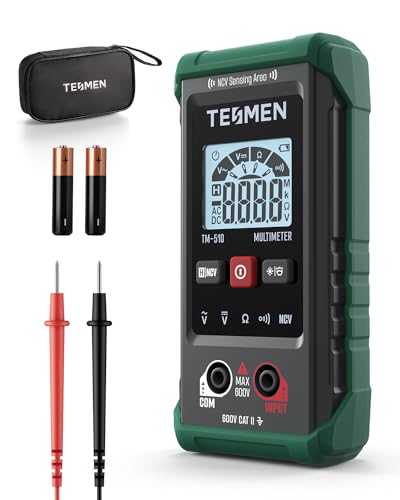 TM-510 Digital Multimeter, 4000 Counts, Smart Measurement, Auto-Ranging Voltmeter; Voltage Tester with Non-Contact Voltage Function, Measures AC/DC Voltage, Resistance, Continuity – Green - size: TM-510 Auto Multimeter
