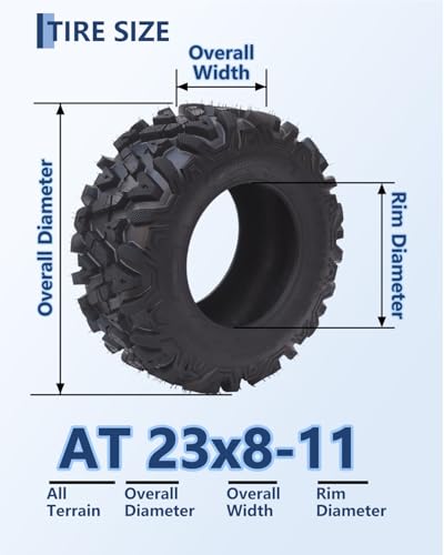 Garvee Set of 4 ATV UTV Tires 23x8-11 Front & 24x9-11 Rear, 6 PR Tubeless All-Terrain Tires for Mud, Dirt, Desert, Rock - Replacement Tires - size: 23x8-11 & 24x9-11, style: Pattern A