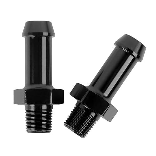 EVIL ENERGY 1/8" NPT Male to 3/8" Barb Fitting Adapter Straight Aluminum Black 2PCS - size: 1/8 NPT to 3/8 Barb
