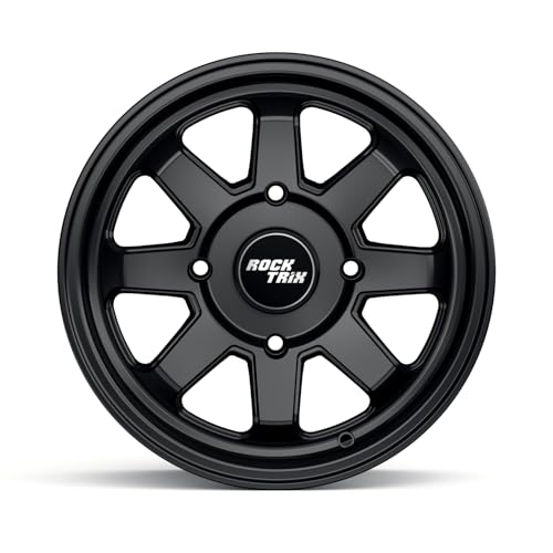 RockTrix RT116 14x7 ATV UTV Wheel 4x110 5+2 Offset, Matte Black, 1pc Single - size: 14x7 (5+2)