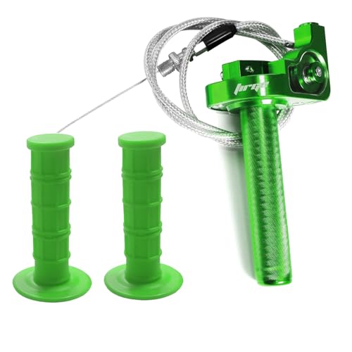Throttle Grip Motorcycle 22mm CNC Aluminum Quick Twister Throttle Cable+Handlebar Grip for CRF50 CRF70 70 110 70CC 110CC IRBIS 125 250 Dirt Pit Bike Accessories (Green+Grip) - color: Green+grip