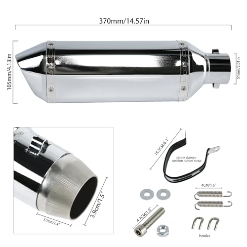 PACEWALKER Motorcycle Slip On Muffler, 1.5-2", 38-51mm Inlet, Plating - size: Plating