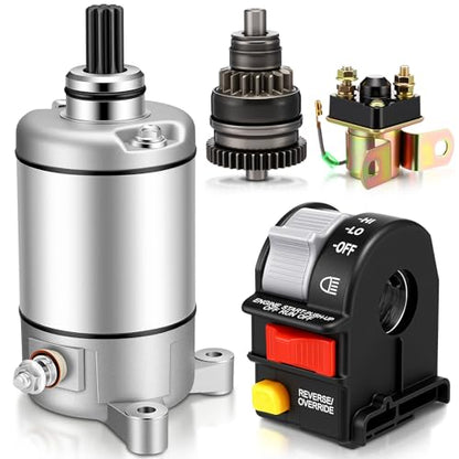 4 Pcs 3084981 Starter Motor Drive Solenoid Relay Kit with 4010262 Left Handlebar Start Switch Motorcycle Headlight Switch Compatible with Polaris Sportsman 335 400 450 500