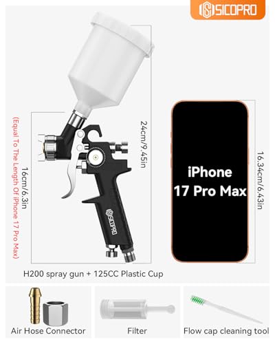 HVLP Paint Sprayer Gun, Mini Air Paint Sprayer for House Painting, Cars, Paint Guns Automotive, 0.8mm High-Precision Nozzles