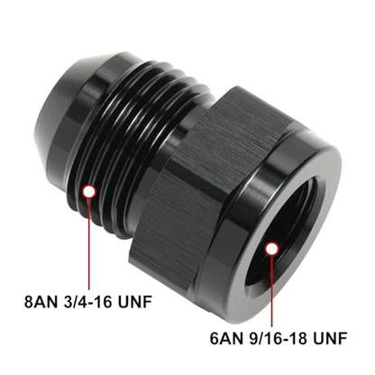 6AN Female to 8AN Male Flare Expander Fitting Adapter Aluminum Black - color: Black, size: 6AN Female to 8AN Male