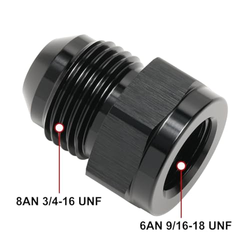 6AN Female to 8AN Male Flare Expander Fitting Adapter Aluminum Black - color: Black, size: 6AN Female to 8AN Male