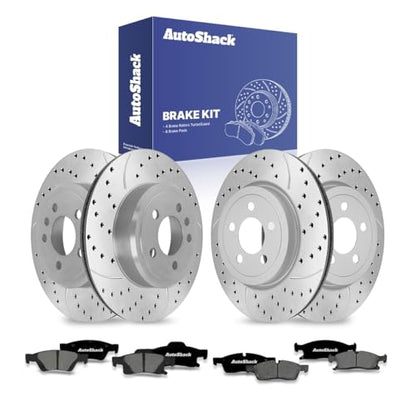 AutoShack Front & Rear Coated Rotors & Premium Pads for Dodge Durango 2016 - style: TurborGuard and Premium Pad
