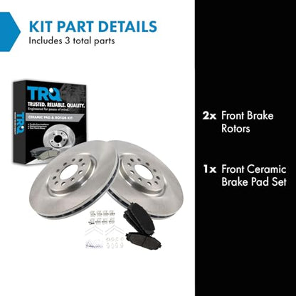 TRQ Front Ceramic Brake Pad and Rotor Set 12.99 in 5-Lug - style: BKA14204