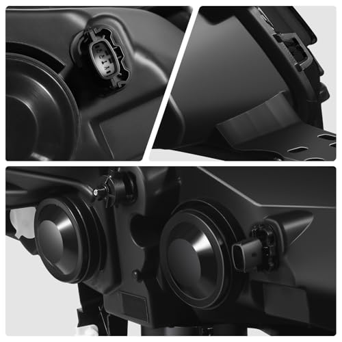 DNA MOTORING Headlight Assembly Compatible With 2013-2016 Ford Escape, Driver & Passenger Side, Black/Amber, HL-OH-FESC13-BK-AM - color: Black amber