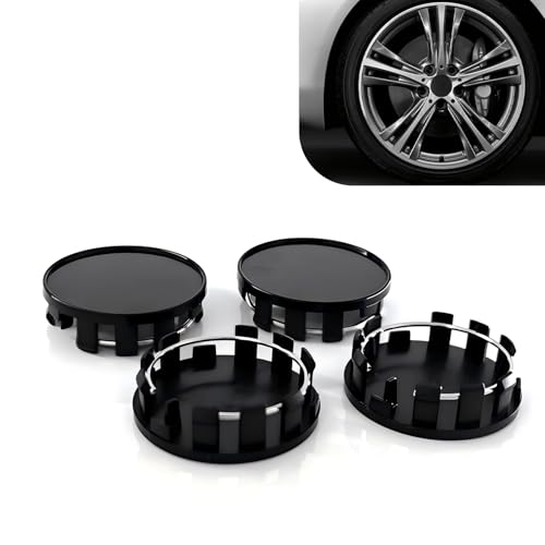 4 PCS Wheel Center Caps, ABS Plastic Snap-in Hub Cap, Waterproof Scratch-Resistant Rim Cover Fit for wheels with diameters between 1.96 and 2.1 inches, Universal for Most Cars (Black) - color: Black