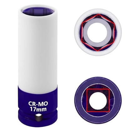 17mm 1/2"Drive Wheel Protector Impact Socket, Lug Nut Impact Socket - size: 17MM