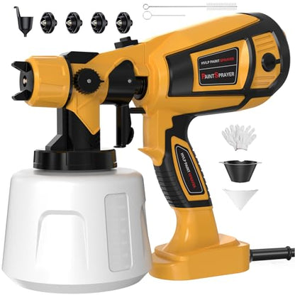 1000W High Power Paint Sprayer - HVLP Electric Spray Paint Gun with 4 Copper Nozzles & 3 Patterns, Large Capacity Power Painter for Furniture, Cabinets, Fence & House Painting Yellow - color: Yellow