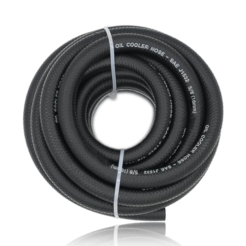 5/8 Transmission Oil Cooler Hose - 300 PSI Fuel Line Hose J1532 For Transmission Fluid, Oil, Coolant, Diesel, Hydraulic Fluid, Lubricant, Gas 20FT - size: 5/8 20FT without Clamps